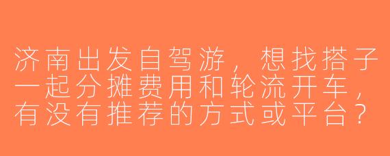 济南出发自驾游，想找搭子一起分摊费用和轮流开车，有没有推荐的方式或平台？