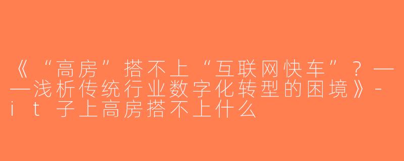 《“高房”搭不上“互联网快车”？——浅析传统行业数字化转型的困境》-it子上高房搭不上什么