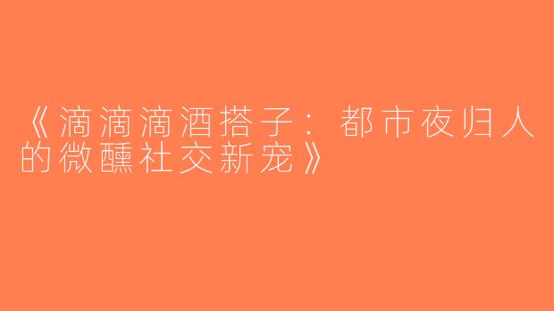 《滴滴滴酒搭子：都市夜归人的微醺社交新宠》