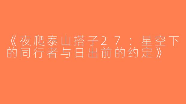 《夜爬泰山搭子27：星空下的同行者与日出前的约定》