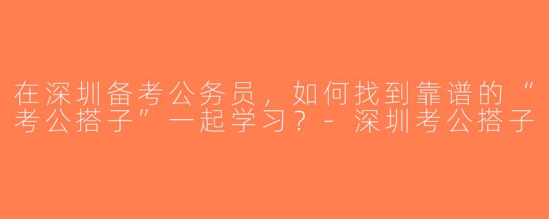 在深圳备考公务员，如何找到靠谱的“考公搭子”一起学习？-深圳考公搭子