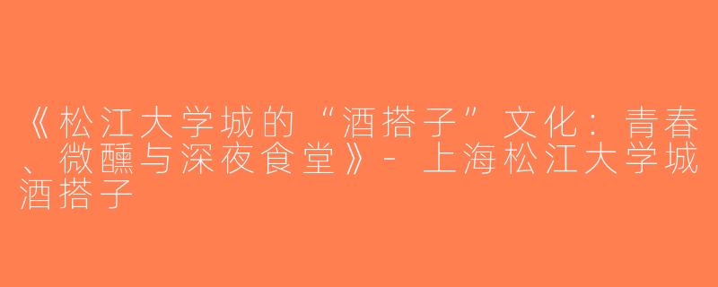 《松江大学城的“酒搭子”文化：青春、微醺与深夜食堂》-上海松江大学城酒搭子