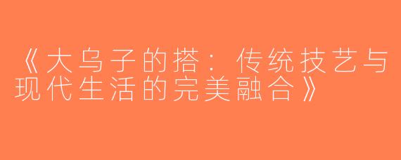 《大乌子的搭：传统技艺与现代生活的完美融合》