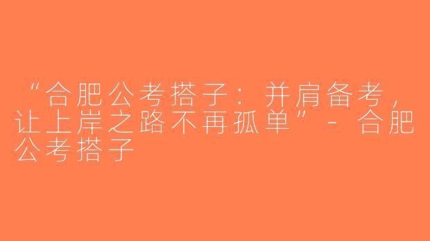 “合肥公考搭子：并肩备考，让上岸之路不再孤单”-合肥公考搭子