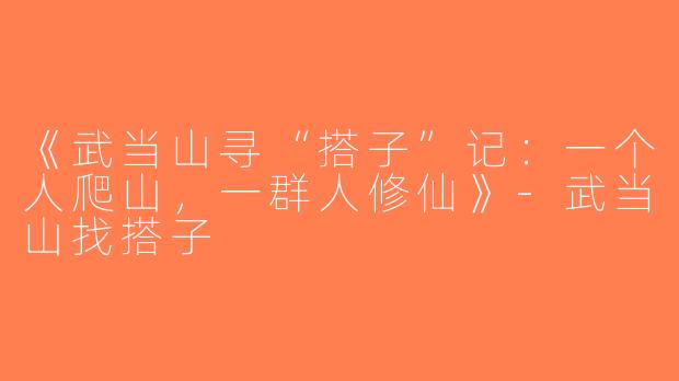 《武当山寻“搭子”记：一个人爬山，一群人修仙》-武当山找搭子