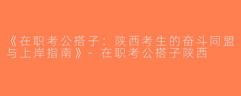 《在职考公搭子：陕西考生的奋斗同盟与上岸指南》-在职考公搭子陕西