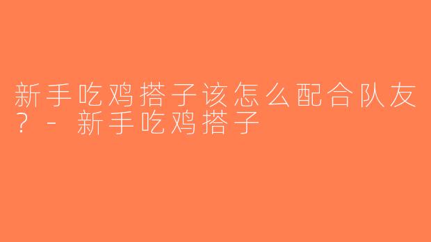 新手吃鸡搭子该怎么配合队友？-新手吃鸡搭子