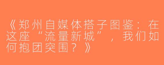 《郑州自媒体搭子图鉴：在这座“流量新城”，我们如何抱团突围？》