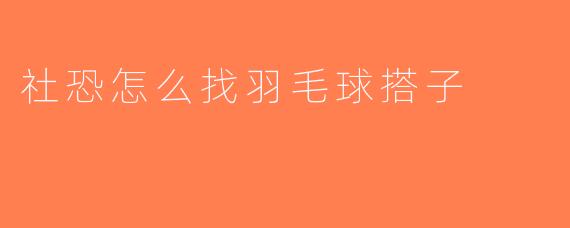 社恐怎么找羽毛球搭子