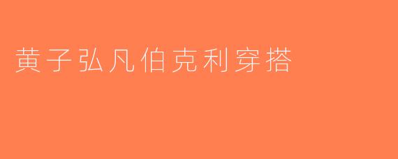 黄子弘凡伯克利穿搭