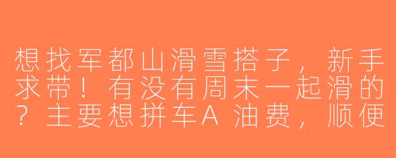 想找军都山滑雪搭子，新手求带！有没有周末一起滑的？主要想拼车A油费，顺便互相拍照~