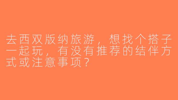 去西双版纳旅游，想找个搭子一起玩，有没有推荐的结伴方式或注意事项？