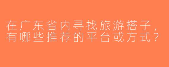 在广东省内寻找旅游搭子，有哪些推荐的平台或方式？