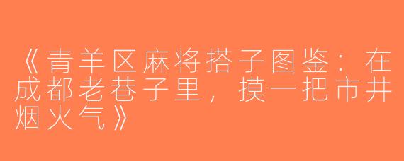 《青羊区麻将搭子图鉴：在成都老巷子里，摸一把市井烟火气》