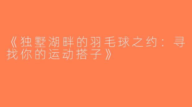 《独墅湖畔的羽毛球之约：寻找你的运动搭子》