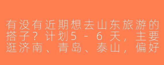 有没有近期想去山东旅游的搭子？计划5-6天，主要逛济南、青岛、泰山，偏好轻松自由行，可以一起拼车/拼饭~