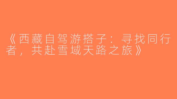 《西藏自驾游搭子：寻找同行者，共赴雪域天路之旅》