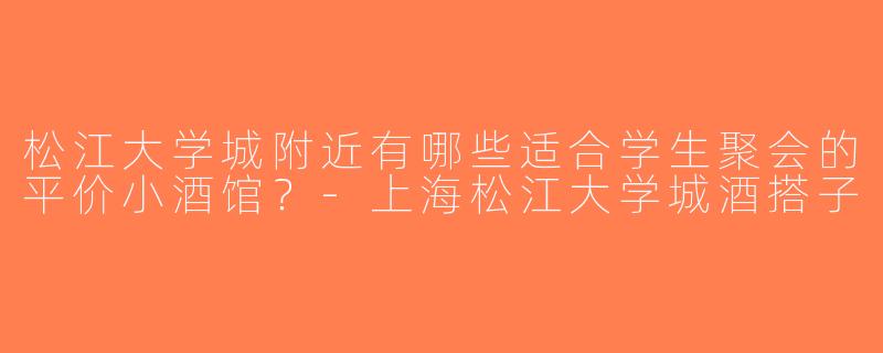 松江大学城附近有哪些适合学生聚会的平价小酒馆？-上海松江大学城酒搭子
