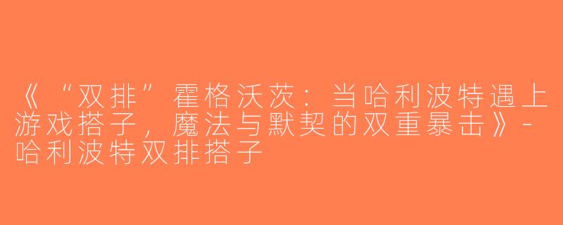 《“双排”霍格沃茨：当哈利波特遇上游戏搭子，魔法与默契的双重暴击》-哈利波特双排搭子