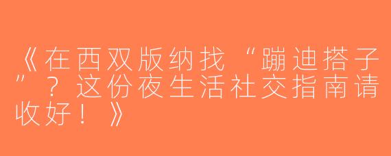 《在西双版纳找“蹦迪搭子”？这份夜生活社交指南请收好！》