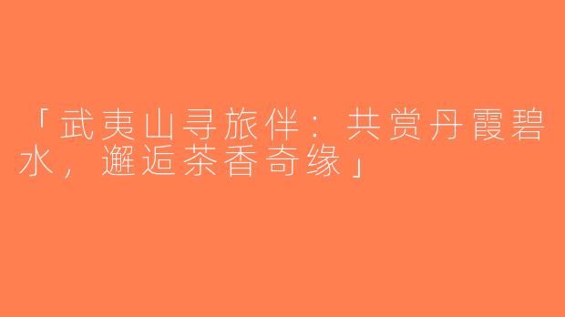 「武夷山寻旅伴：共赏丹霞碧水，邂逅茶香奇缘」