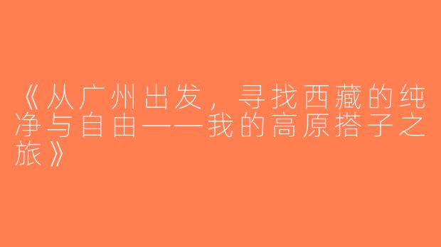《从广州出发，寻找西藏的纯净与自由——我的高原搭子之旅》