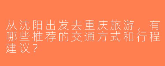 从沈阳出发去重庆旅游，有哪些推荐的交通方式和行程建议？