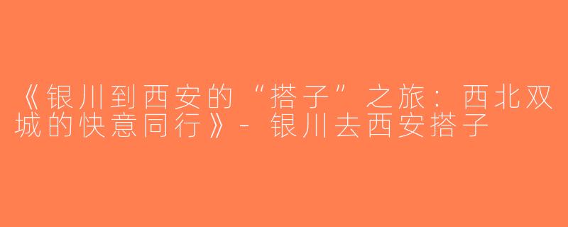 《银川到西安的“搭子”之旅：西北双城的快意同行》-银川去西安搭子
