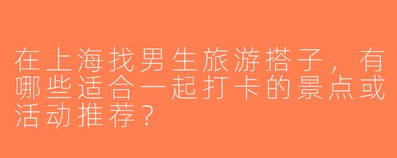 在上海找男生旅游搭子，有哪些适合一起打卡的景点或活动推荐？