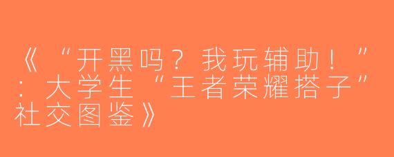 《“开黑吗？我玩辅助！”：大学生“王者荣耀搭子”社交图鉴》
