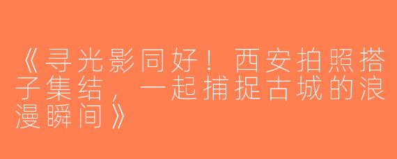《寻光影同好！西安拍照搭子集结，一起捕捉古城的浪漫瞬间》