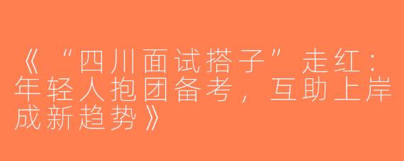 《“四川面试搭子”走红：年轻人抱团备考，互助上岸成新趋势》