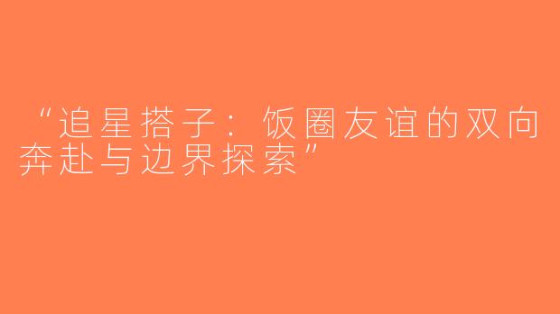 “追星搭子：饭圈友谊的双向奔赴与边界探索”