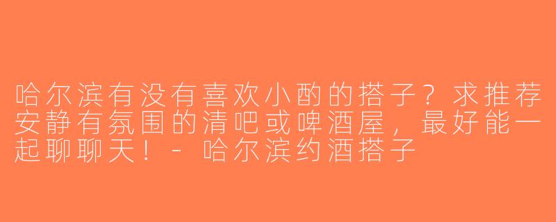 哈尔滨有没有喜欢小酌的搭子？求推荐安静有氛围的清吧或啤酒屋，最好能一起聊聊天！-哈尔滨约酒搭子