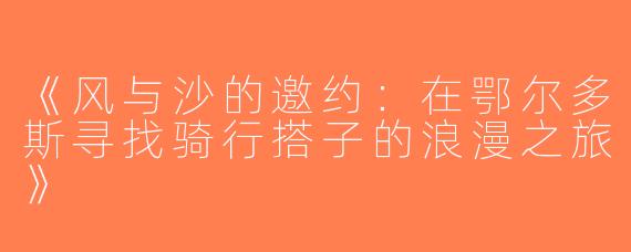《风与沙的邀约：在鄂尔多斯寻找骑行搭子的浪漫之旅》