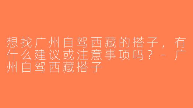 想找广州自驾西藏的搭子，有什么建议或注意事项吗？-广州自驾西藏搭子