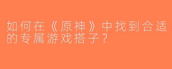如何在《原神》中找到合适的专属游戏搭子？