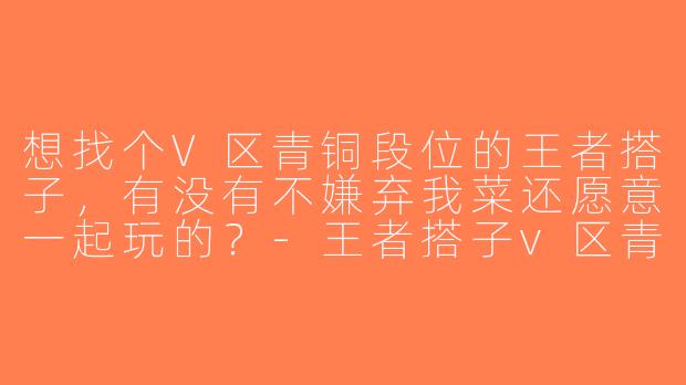 想找个V区青铜段位的王者搭子，有没有不嫌弃我菜还愿意一起玩的？-王者搭子v区青铜