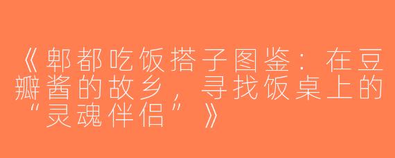 《郫都吃饭搭子图鉴：在豆瓣酱的故乡，寻找饭桌上的“灵魂伴侣”》