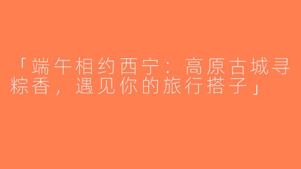 「端午相约西宁：高原古城寻粽香，遇见你的旅行搭子」