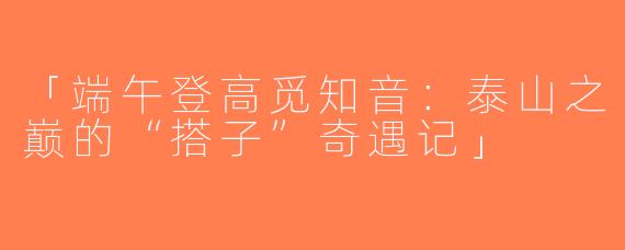 「端午登高觅知音：泰山之巅的“搭子”奇遇记」