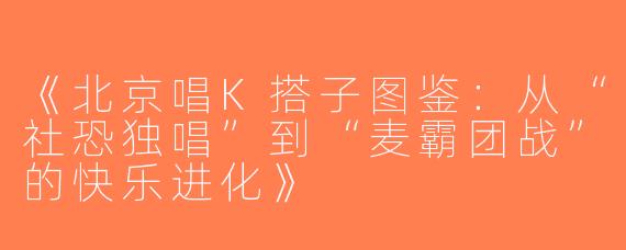 《北京唱K搭子图鉴：从“社恐独唱”到“麦霸团战”的快乐进化》