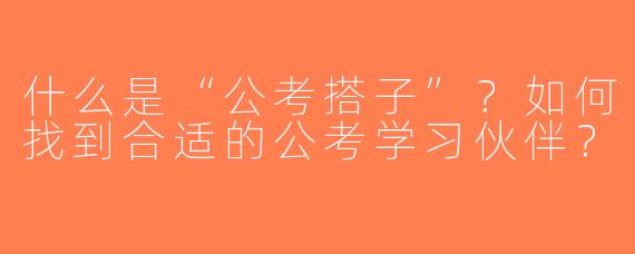 什么是“公考搭子”？如何找到合适的公考学习伙伴？