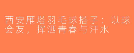 西安雁塔羽毛球搭子：以球会友，挥洒青春与汗水