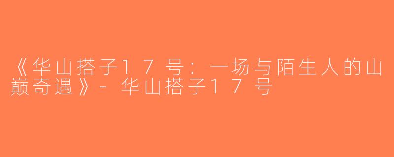 《华山搭子17号：一场与陌生人的山巅奇遇》-华山搭子17号