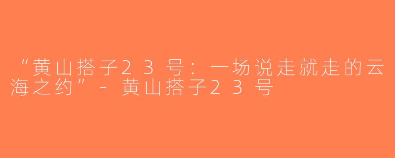 “黄山搭子23号：一场说走就走的云海之约”-黄山搭子23号