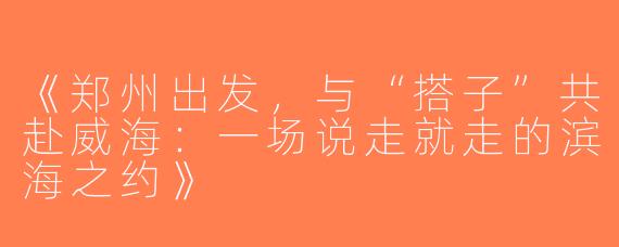 《郑州出发，与“搭子”共赴威海：一场说走就走的滨海之约》