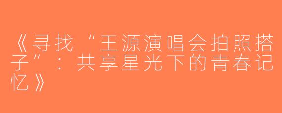 《寻找“王源演唱会拍照搭子”：共享星光下的青春记忆》