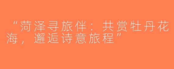 “菏泽寻旅伴：共赏牡丹花海，邂逅诗意旅程”