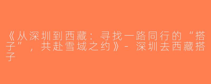 《从深圳到西藏：寻找一路同行的“搭子”，共赴雪域之约》-深圳去西藏搭子